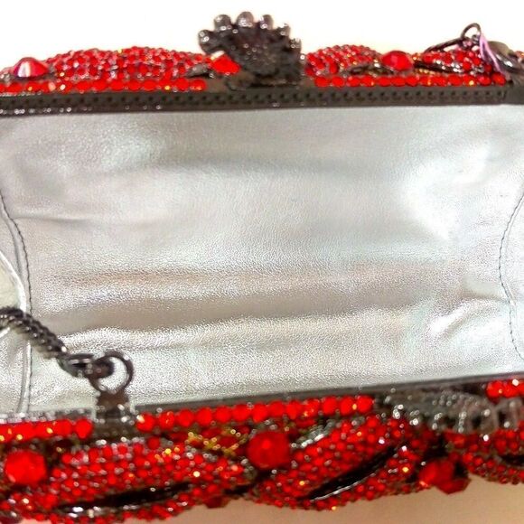 Rhinestones lips bridal clutch !RED! Luxury gold hardware. - Picture 4 of 6